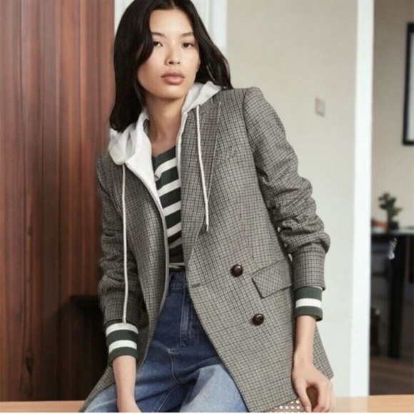 Veronica Beard Jackets & Blazers - VERONICA BEARD Pyle Dickey Wool Double Breasted Blazer in Sage Multi Sz 0